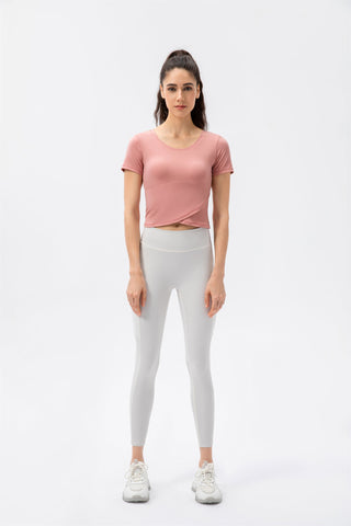 Crossover Hem Cropped Sports Top