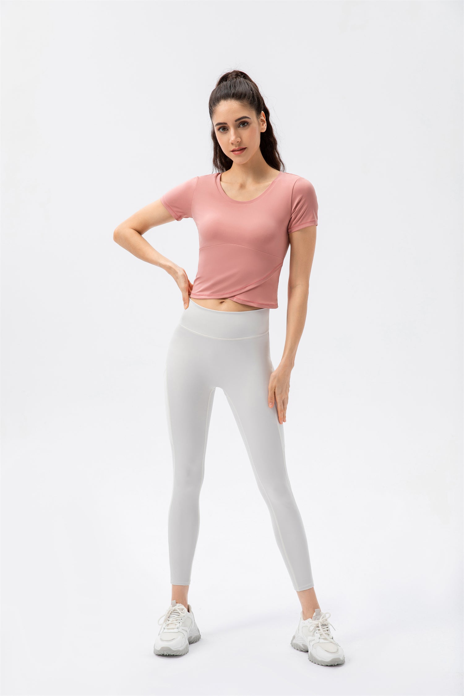 Crossover Hem Cropped Sports Top