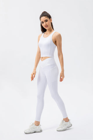 Cropped Tank Top & Crossover Leggings Set