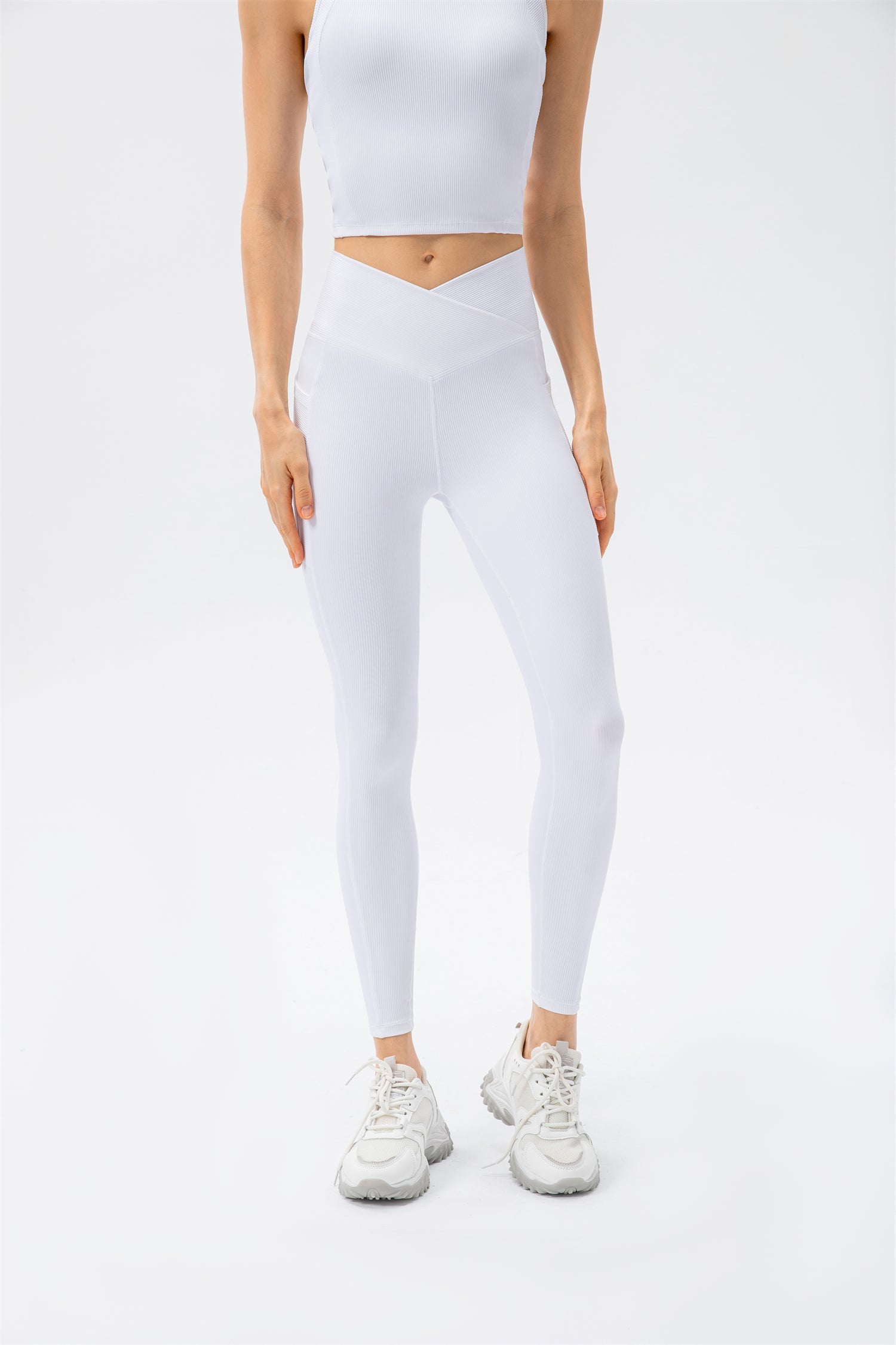 Cropped Tank Top & Crossover Leggings Set