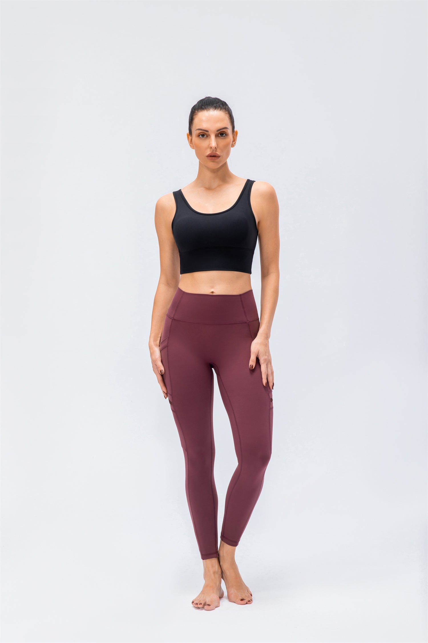 Sport-Leggings mit hoher Taille und zwei Taschen