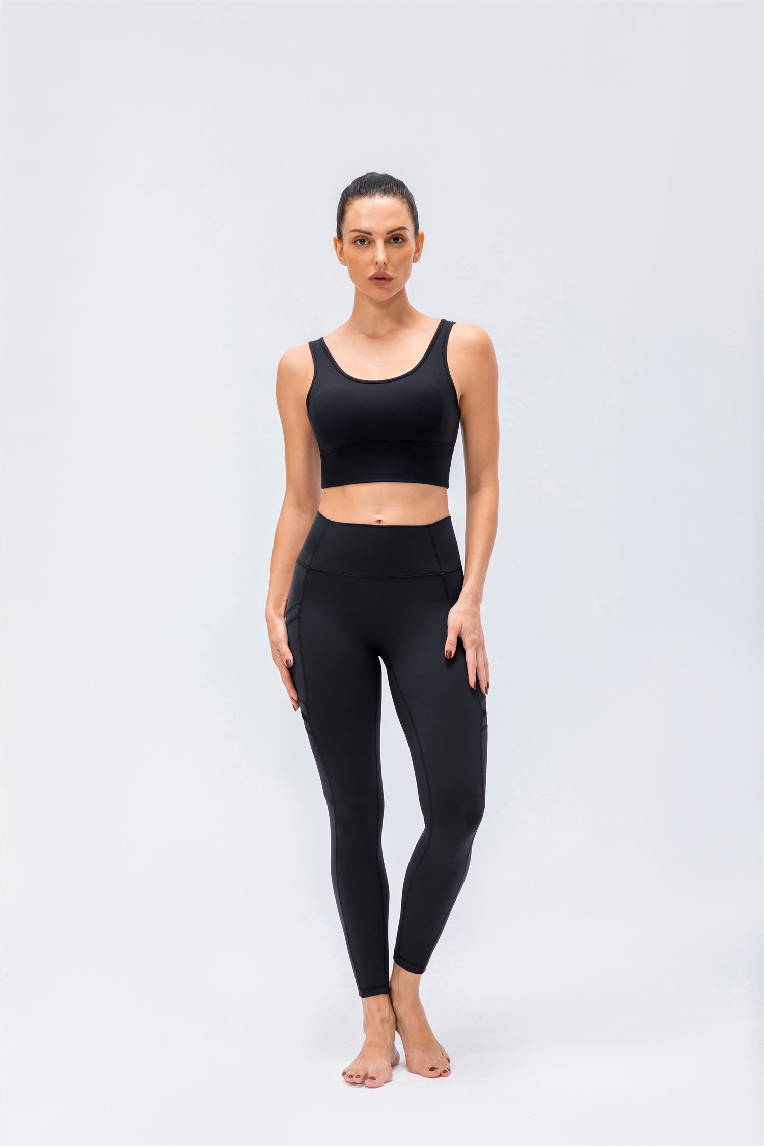 Sport-Leggings mit hoher Taille und zwei Taschen