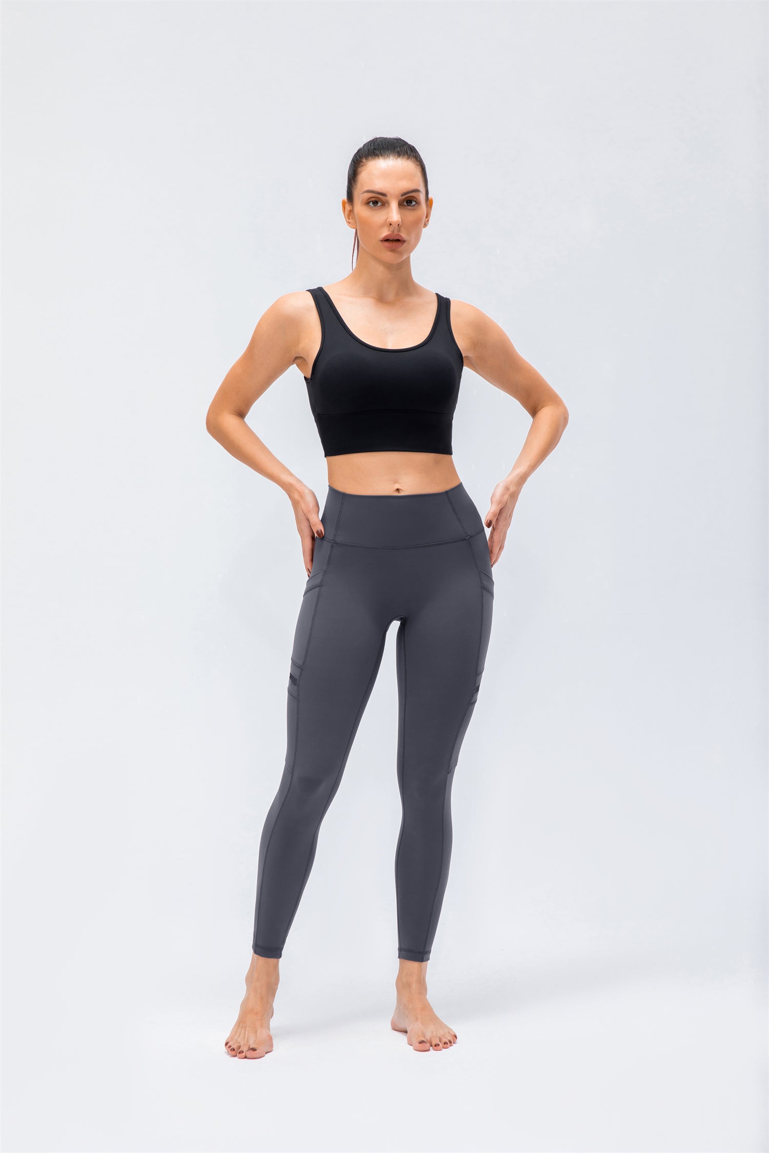 Sport-Leggings mit hoher Taille und zwei Taschen