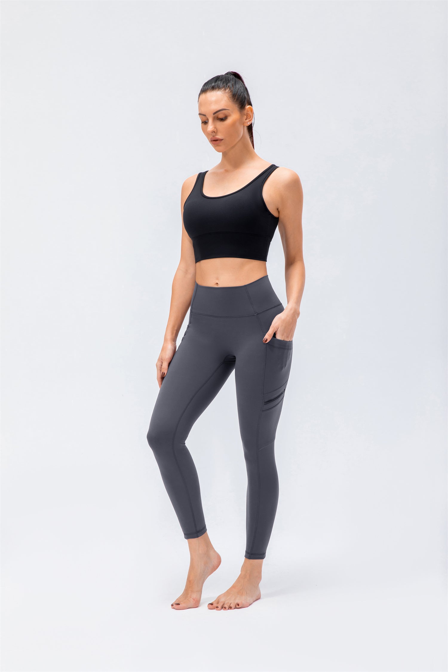 Sport-Leggings mit hoher Taille und zwei Taschen