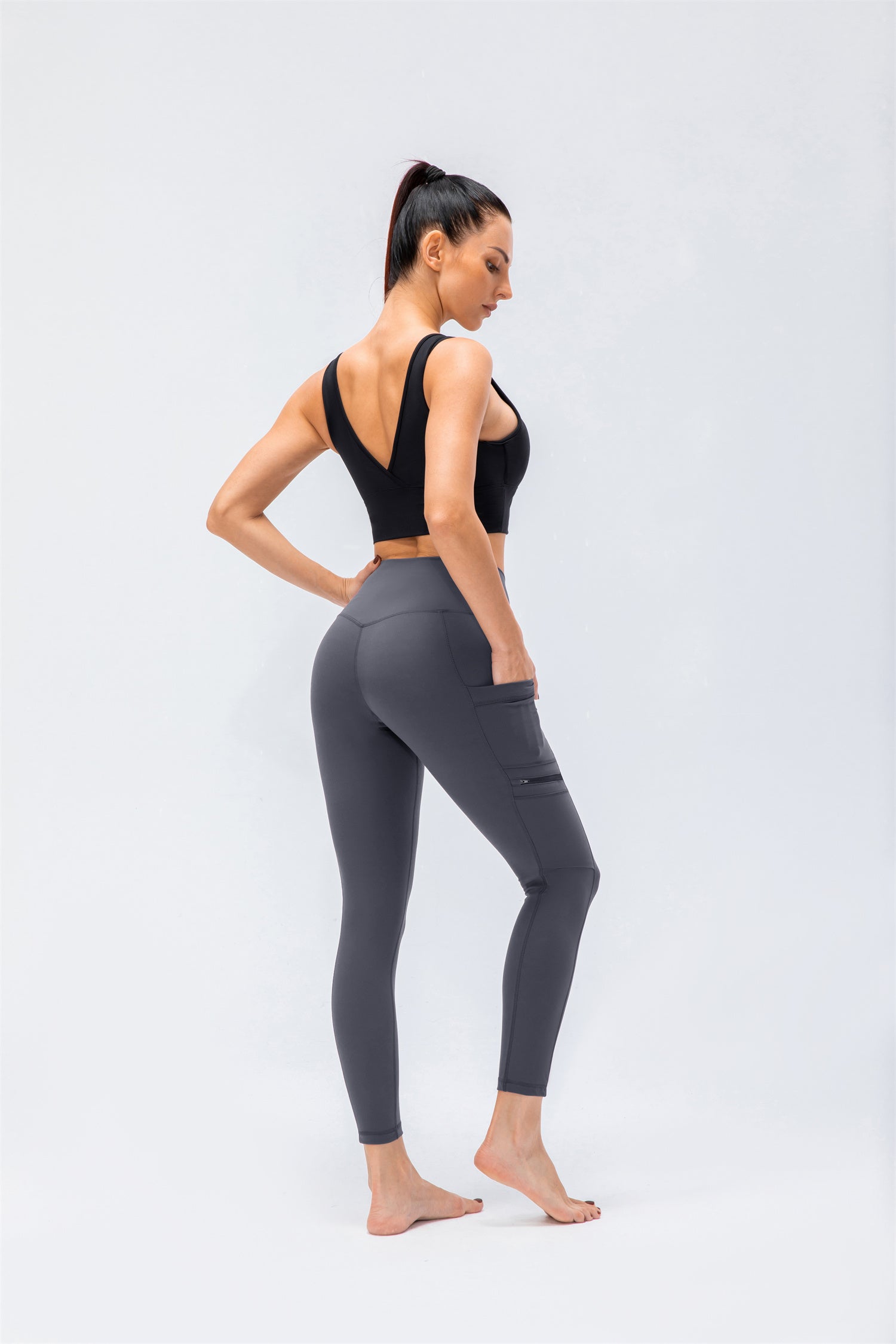 Sport-Leggings mit hoher Taille und zwei Taschen