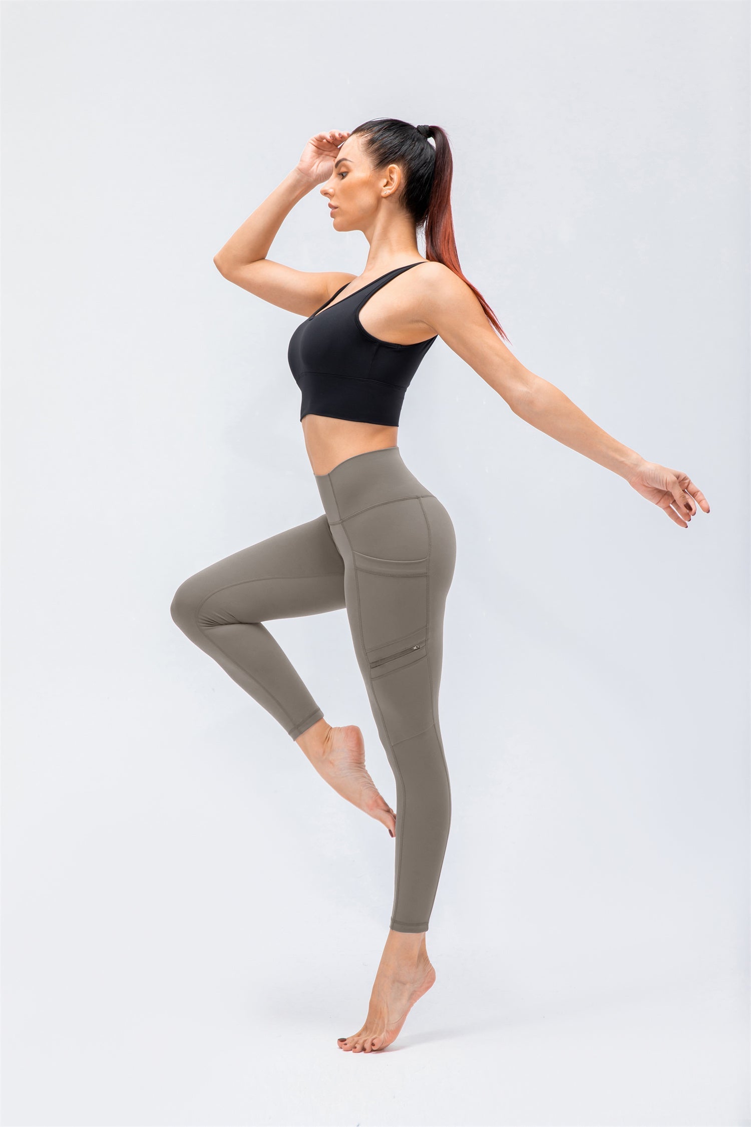 Sport-Leggings mit hoher Taille und zwei Taschen