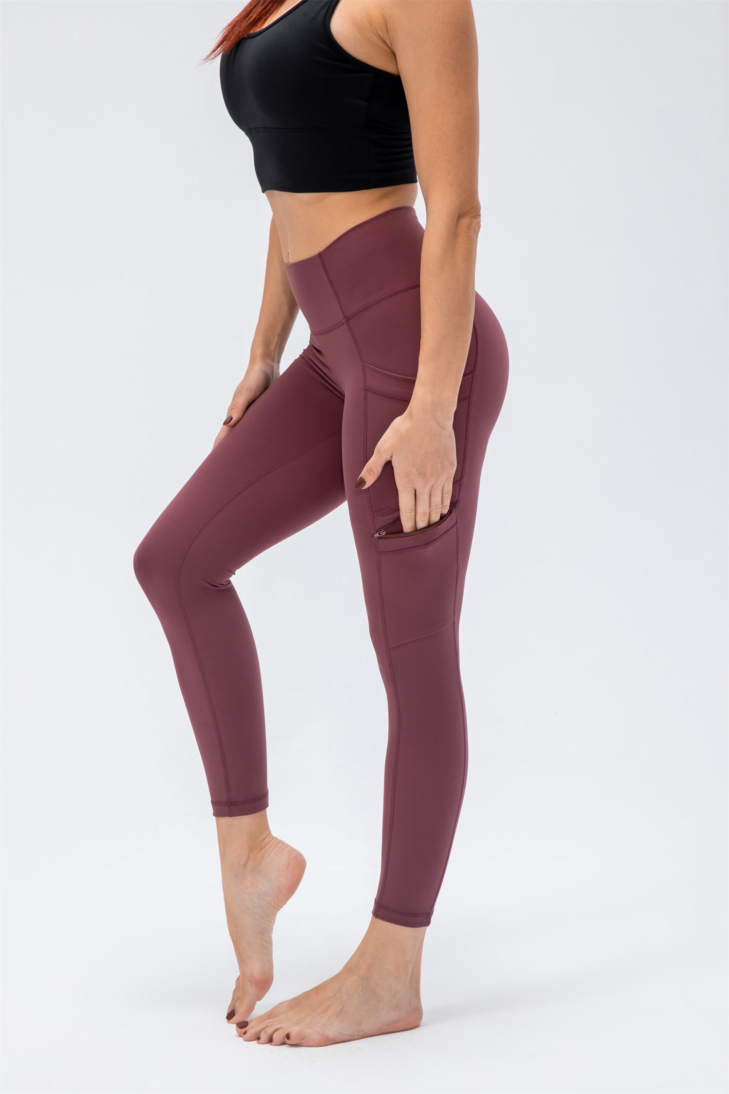 Sport-Leggings mit hoher Taille und zwei Taschen