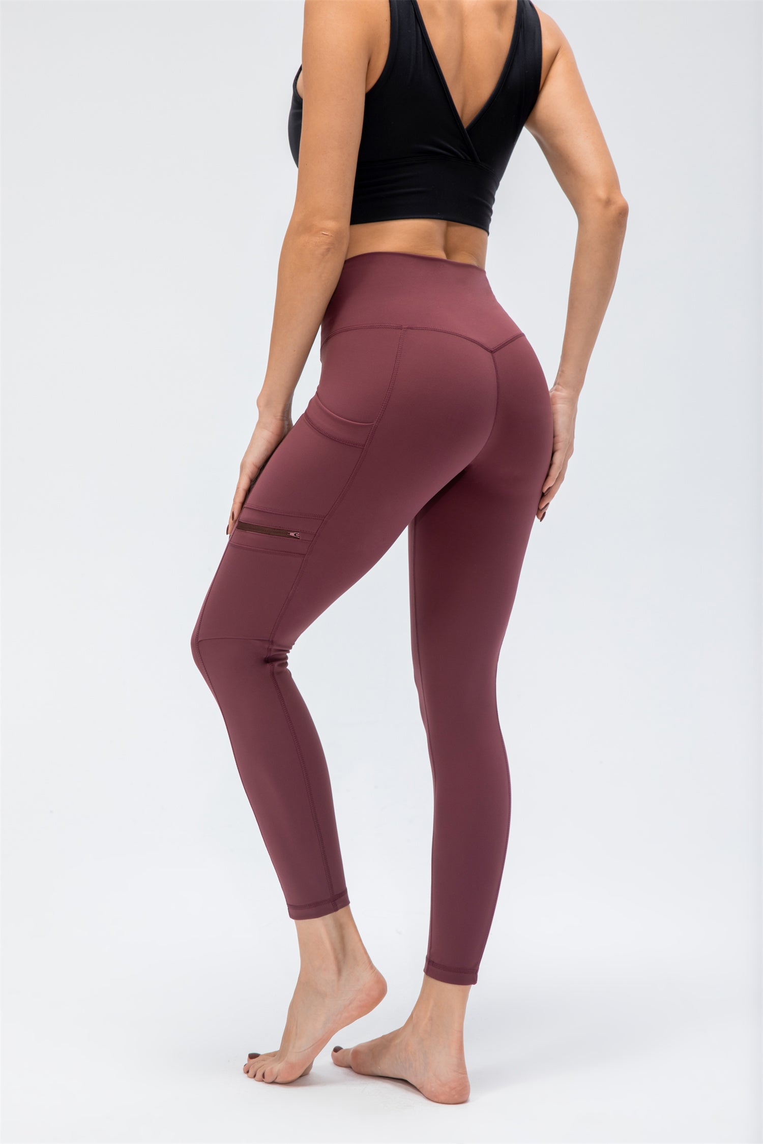 Sport-Leggings mit hoher Taille und zwei Taschen