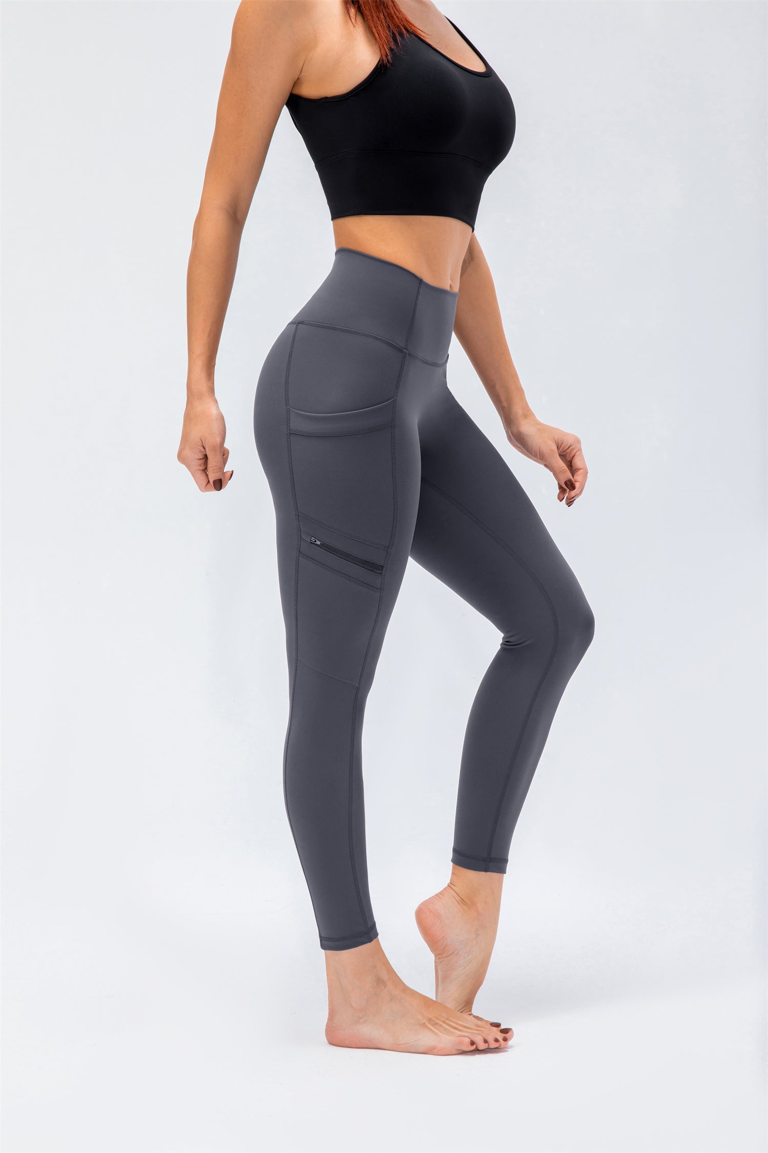 Sport-Leggings mit hoher Taille und zwei Taschen