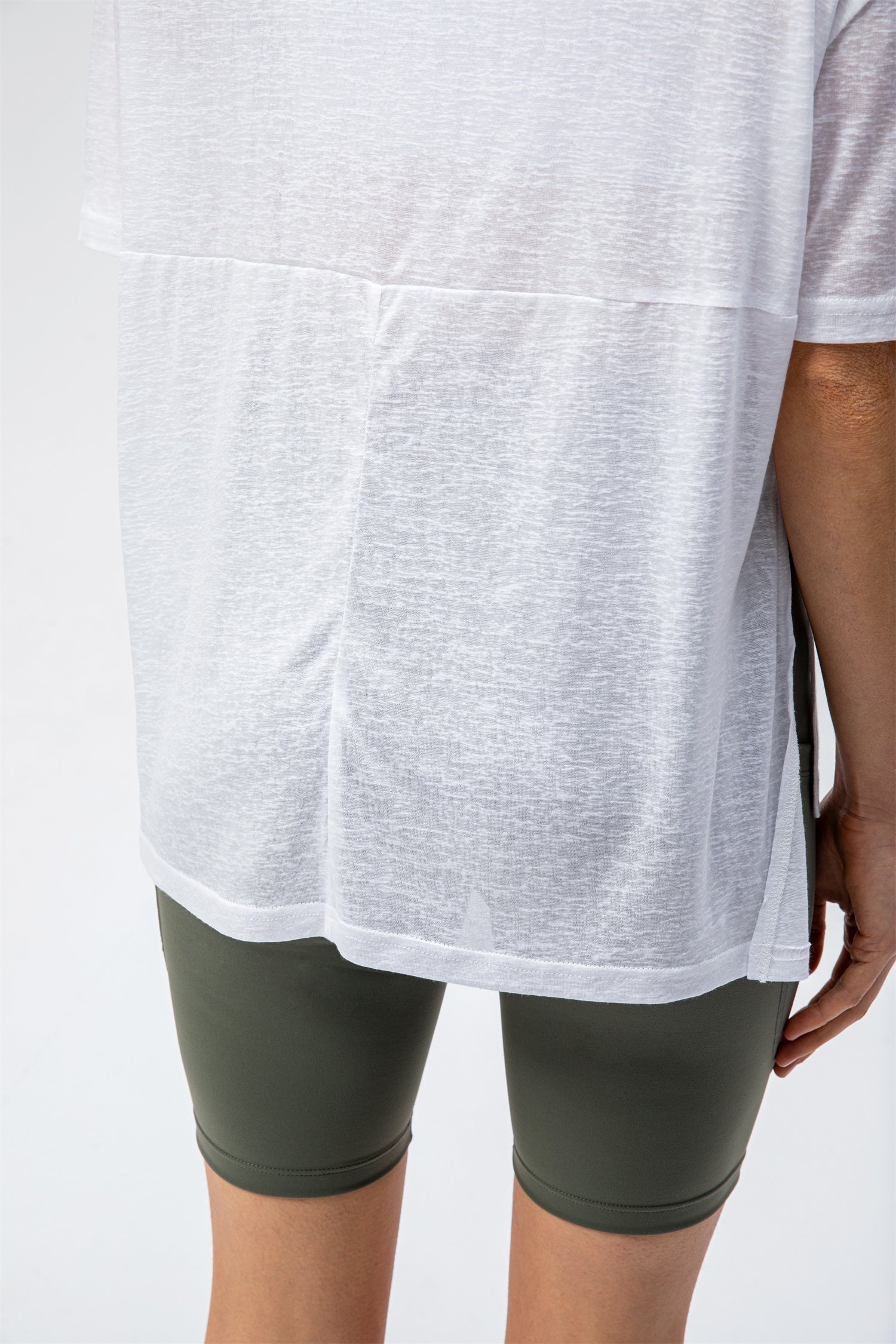 Crew Neck Double Slit Hem Sweatshirt