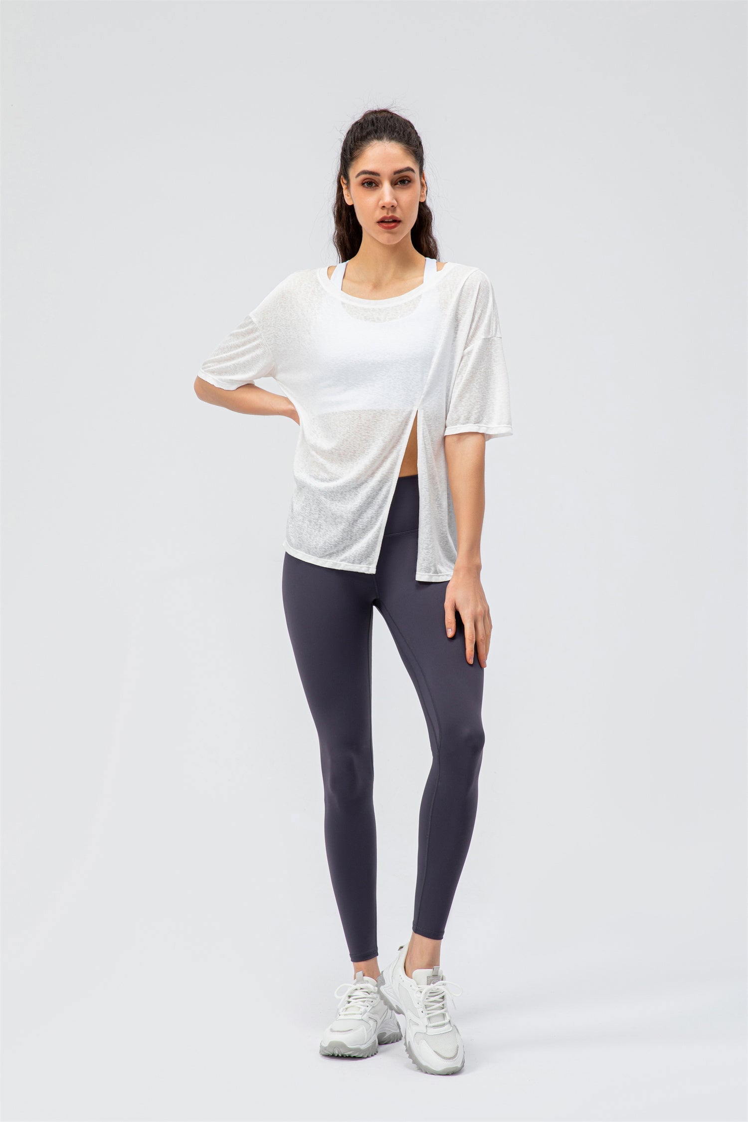 Crew Neck Slit Top