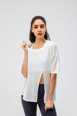 Crew Neck Slit Top