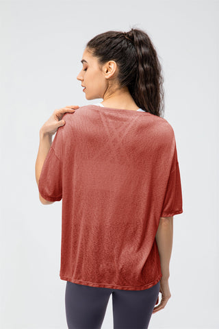 Crew Neck Slit Top