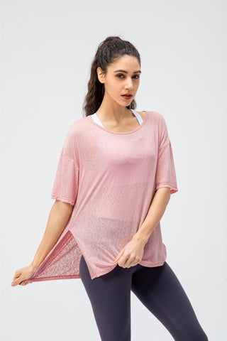 Crew Neck Double Slit Hem Sweatshirt