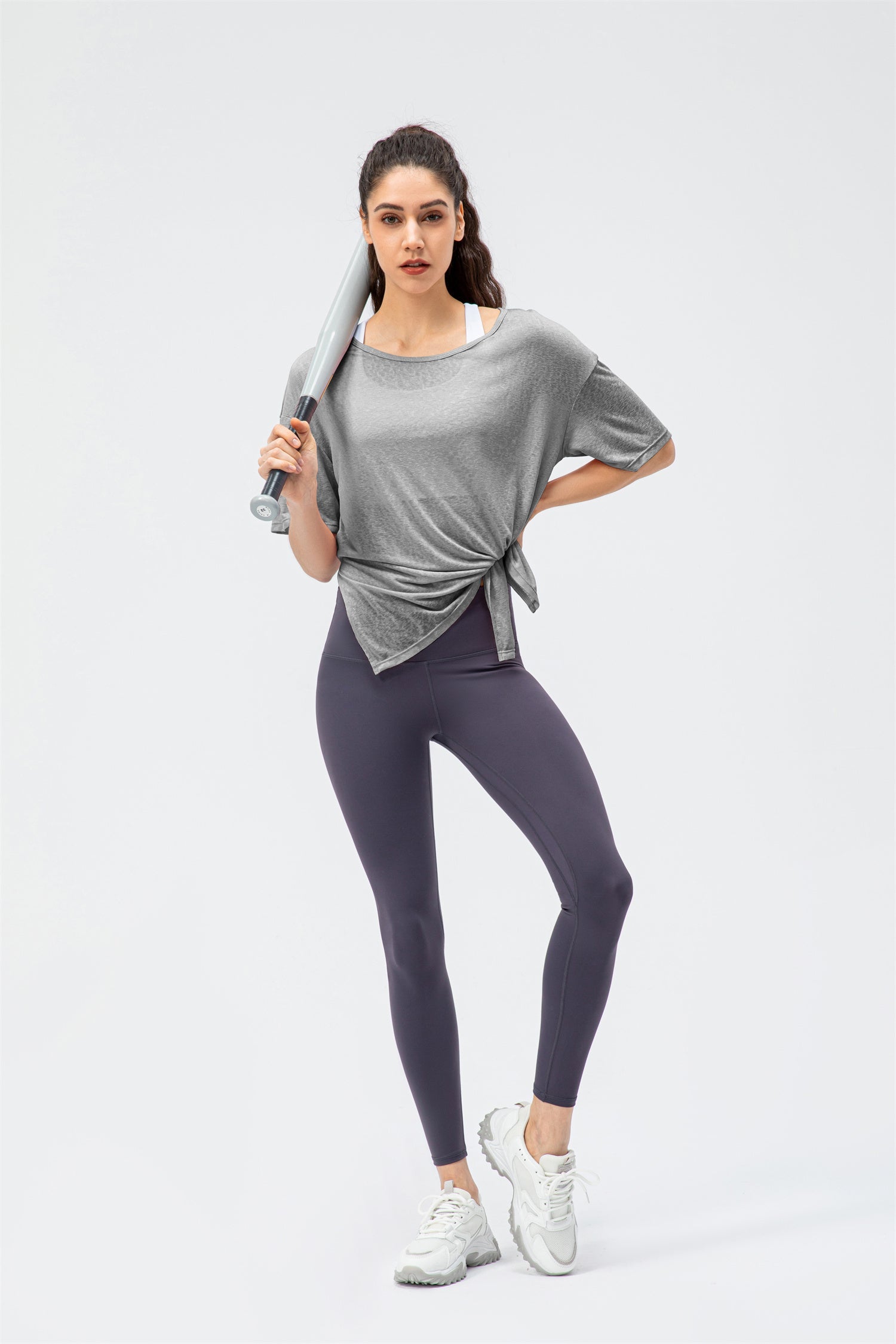 Crew Neck Double Slit Hem Sweatshirt