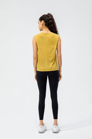 Round Neck Split Sleeveless Sports Top