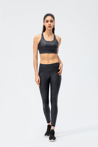 Cross Back Sports Bra & leggings Set- Focus