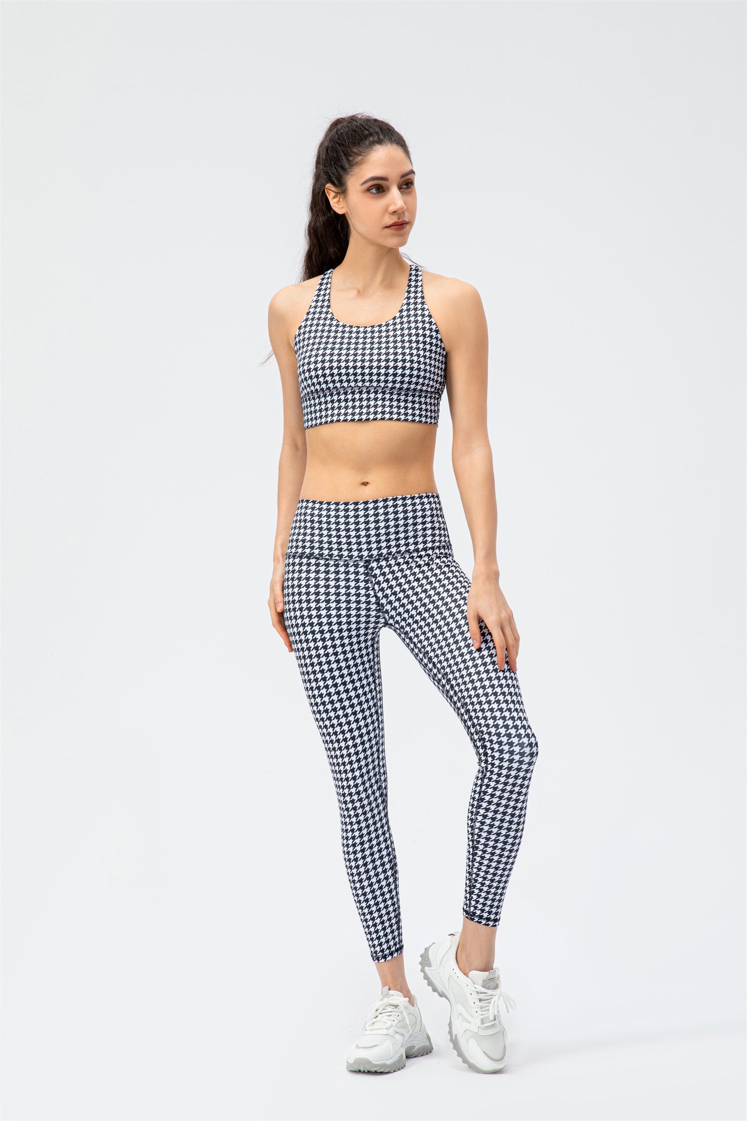 Sports Bra & leggings Set- Houndstooth