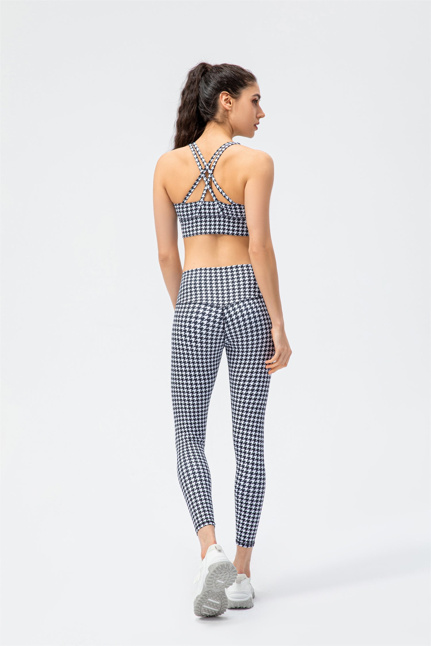 Conjunto de sujetador y leggings deportivos - Pata de gallo