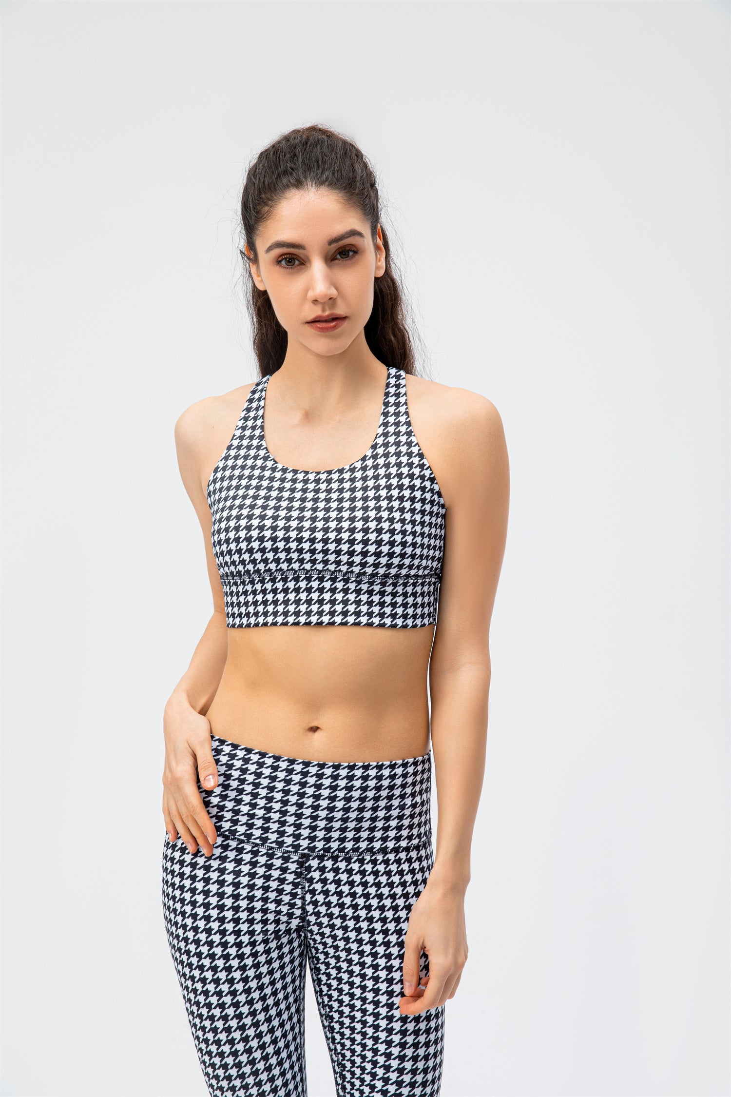 Sports Bra & leggings Set- Houndstooth