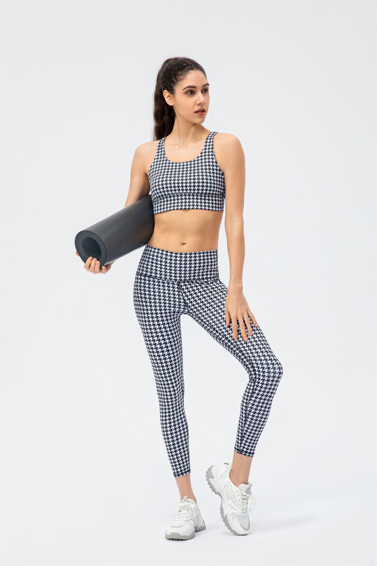 Conjunto de sujetador y leggings deportivos - Pata de gallo