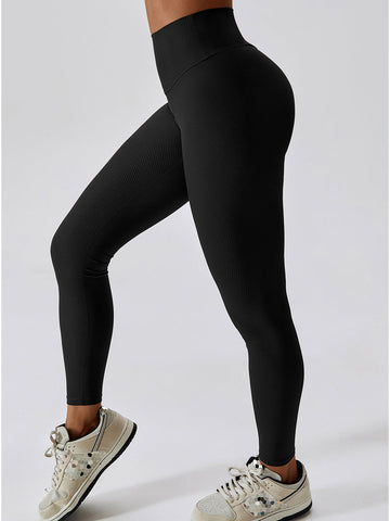 Leggings de yoga con fruncido de canalé 