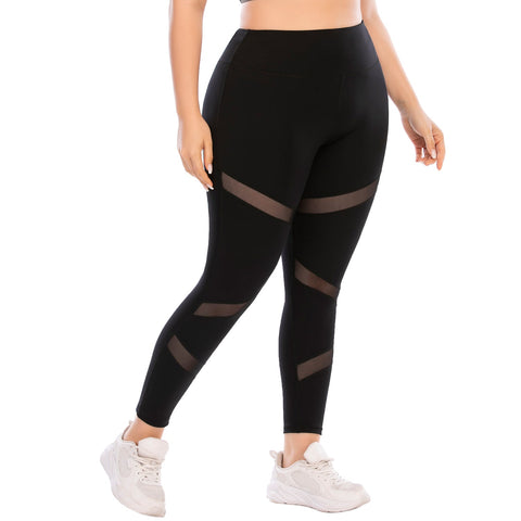 Pantalones de yoga de talla grande, mallas de entrenamiento con bolsillos