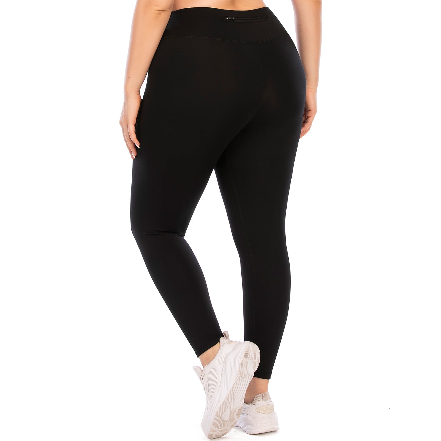 Athletic Tummy ontrol Leggings Tik Tok de talla grande, color negro