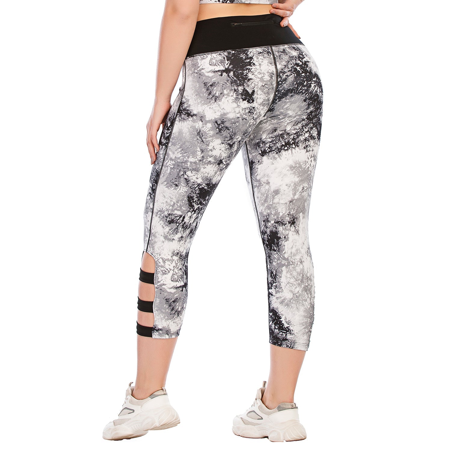 Caprihose für Yoga-Leggings in Übergröße Tie Dye