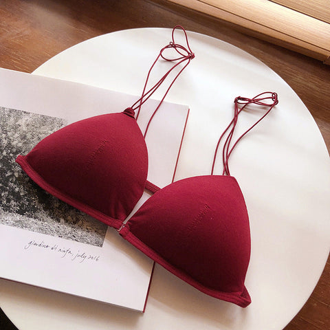 Bralette für Damen, bügelloser BH mit dreieckigen Körbchen und Schnalle vorne