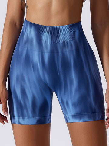 Nahtlose Yoga-Shorts mit Batikmuster 