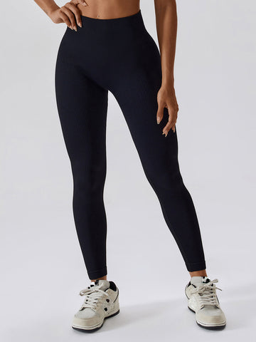 Seamless Rib Tummy Control Yoga Leggings