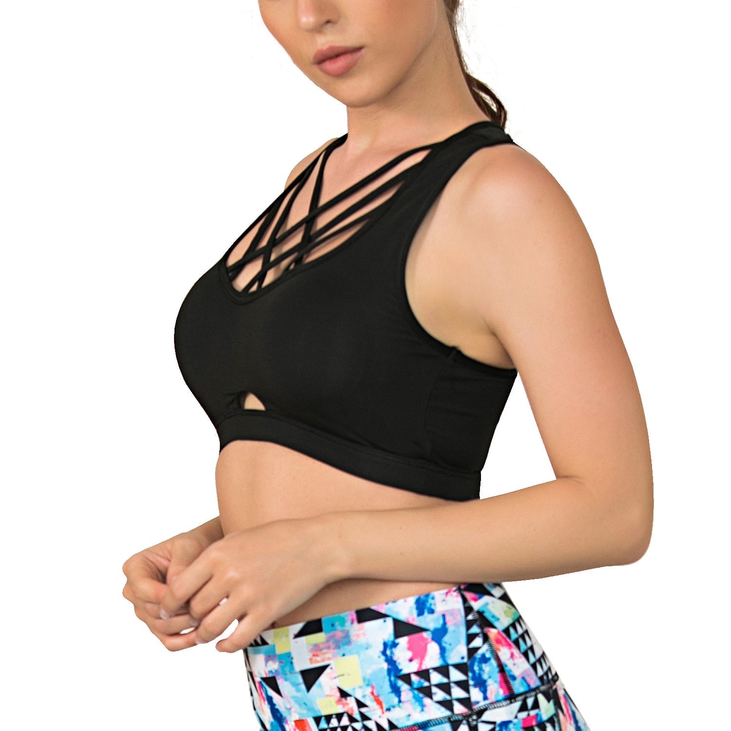 Schwarzer Yoga-Top-BH für Damen