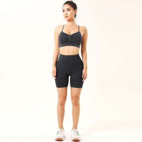 Workout Sets Ruched Sports Bra & Shorts