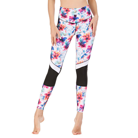 Leggings de gimnasio para entrenamiento Pantalones de yoga estampados de tela