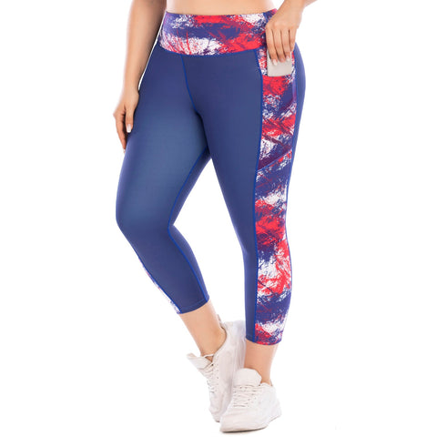 Pantalones de yoga de talla grande con estampado de leggings de cintura alta