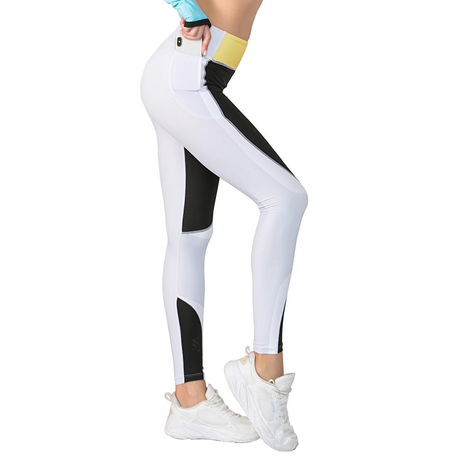 Yogahose mit hoher Taille, Patchwork-Gym-Leggings