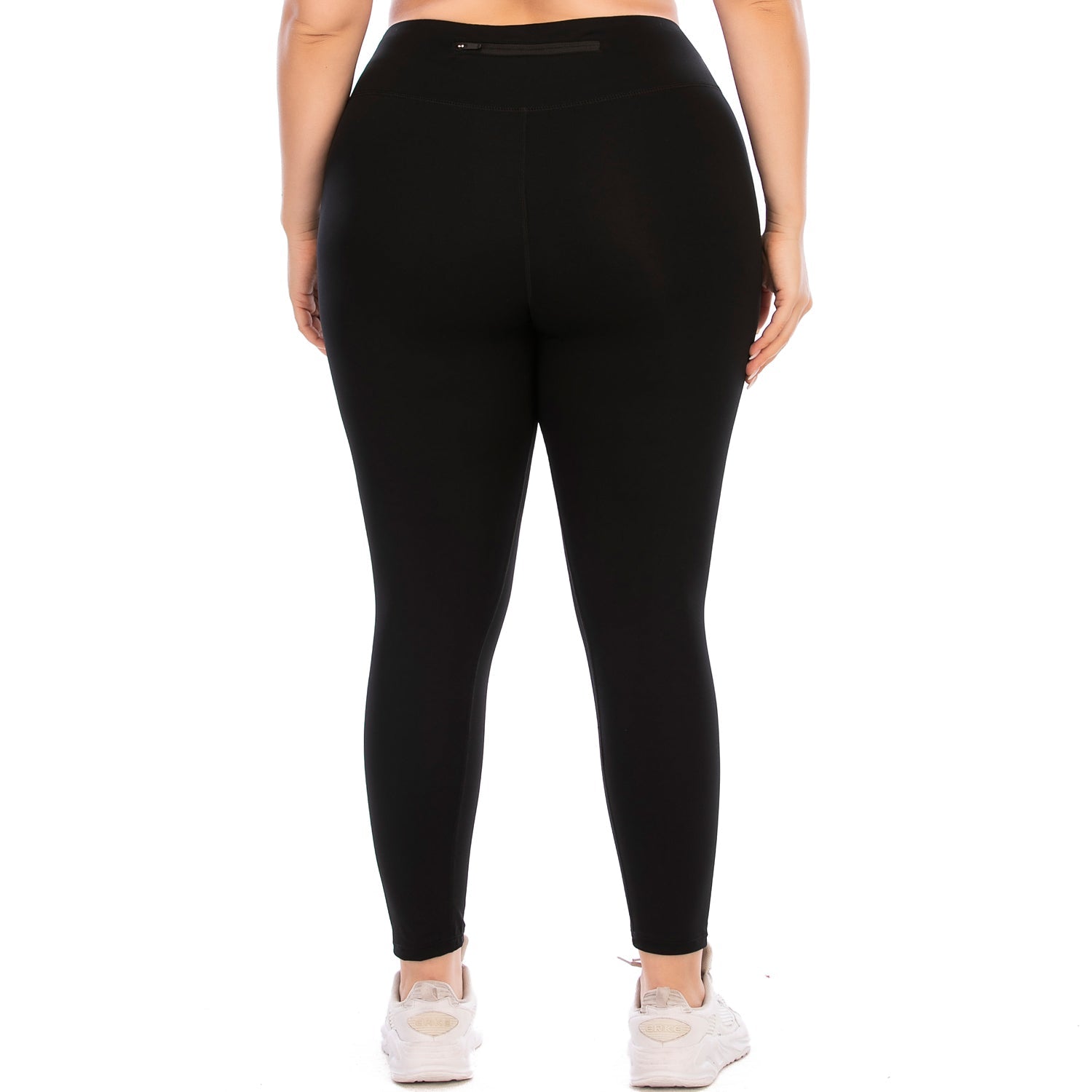 Athletic Tummy ontrol Leggings Tik Tok de talla grande, color negro