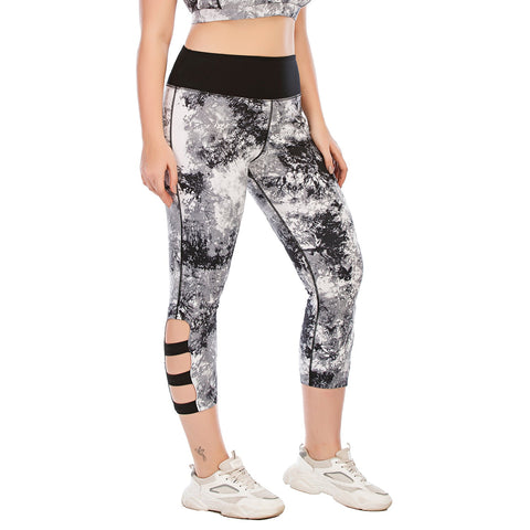 Caprihose für Yoga-Leggings in Übergröße Tie Dye