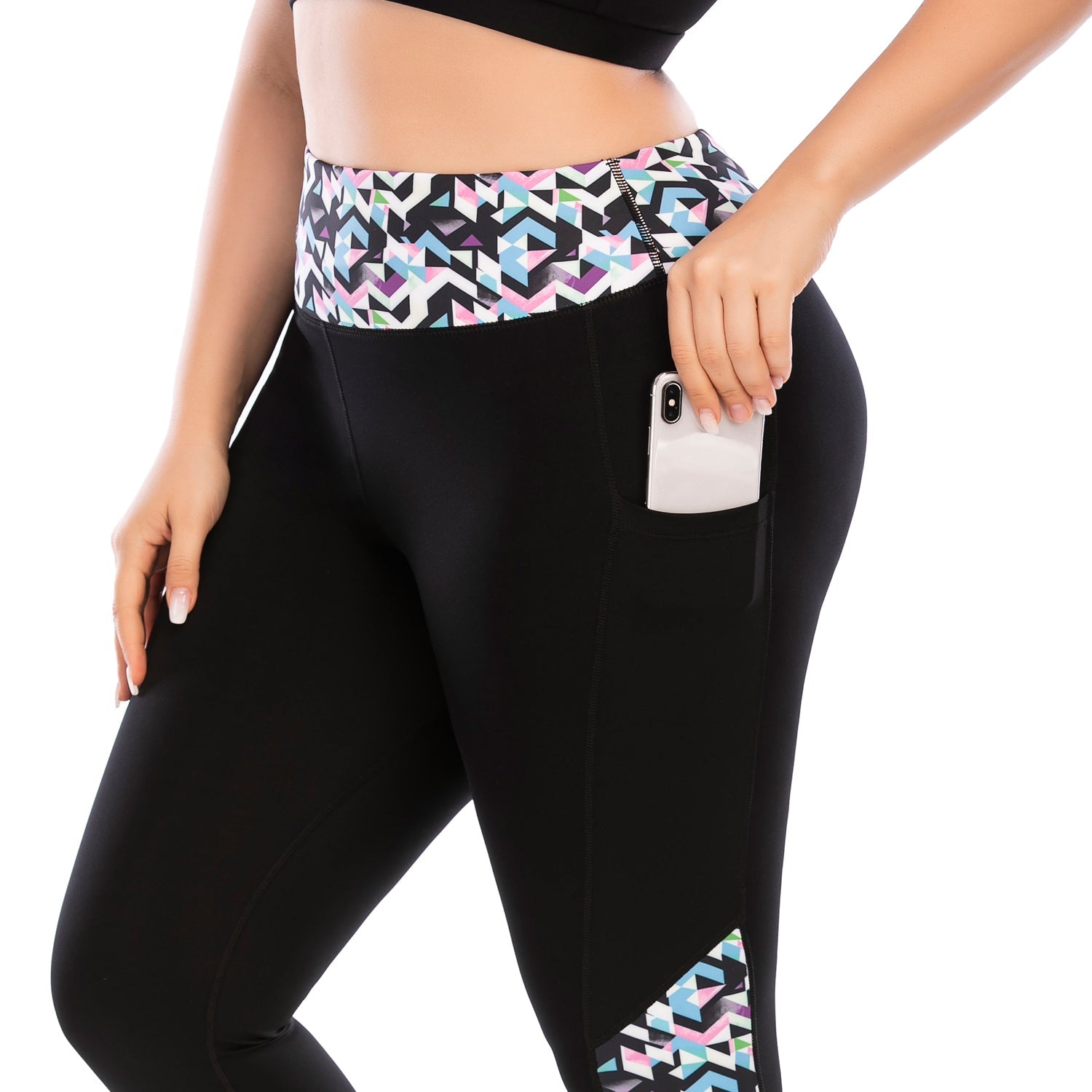 Pantalones de yoga de talla grande Conjuntos de entrenamiento Leggings con bolsillo