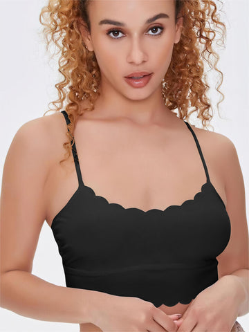 Rippled Edge Low Back Wireless Bralette Top