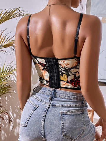 Top tipo camisola con bustier y estampado floral