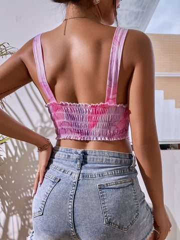 Bustier-Cummitop mit Marmor-Print