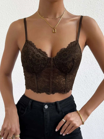 Kurzes Camisole-Top aus Spitze