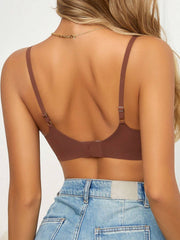 Hollow Out Wireless Bra Brown