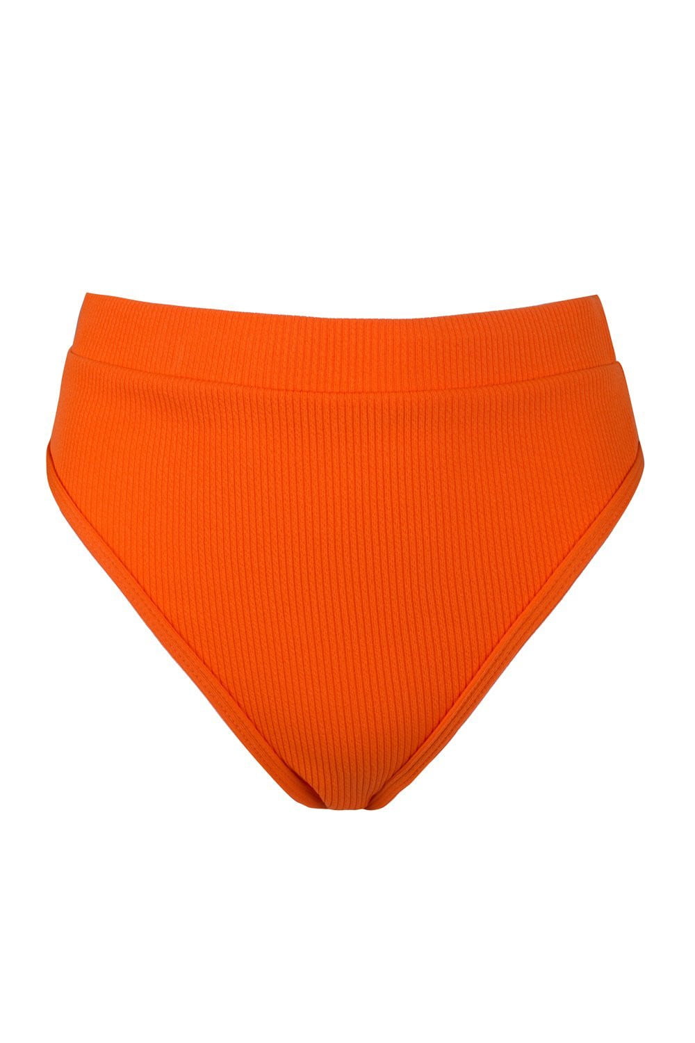 Orange Ribbed High Waist Bikini Bottoms