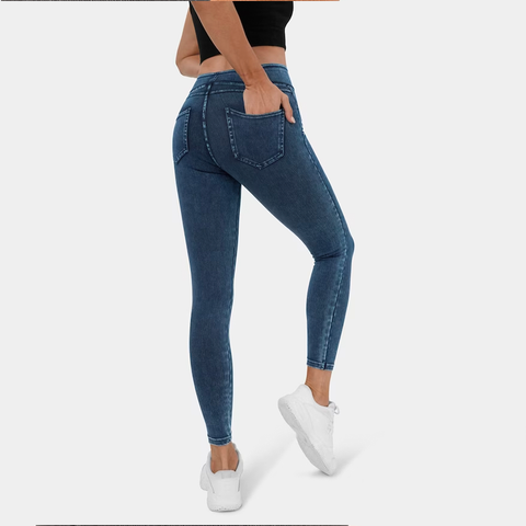 Stretch-Jeansleggings mit hoher Taille