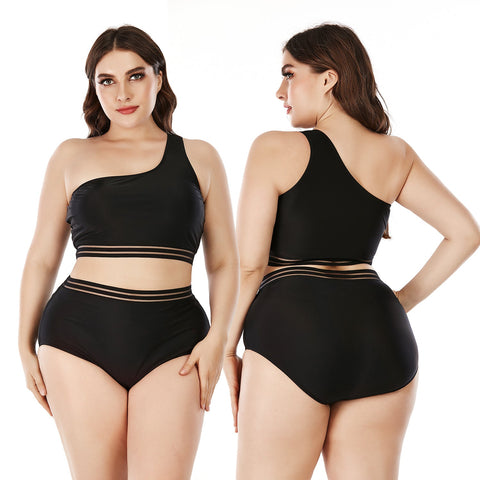 Traje de baño bikini de dos piezas de talla grande, traje de baño de cintura alta