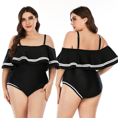 Traje de baño bikini de talla grande con volantes