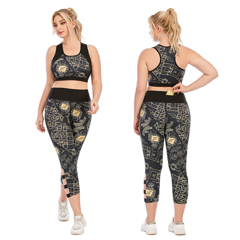 Trainingsset, 2-teiliges Outfit, Leggings mit hoher Taille, Yoga-Fitness-Set